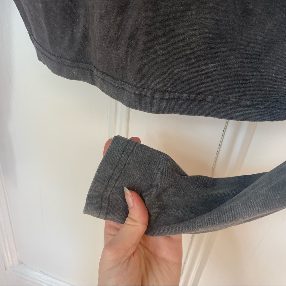 Missguided Mineral Wash Dark Gray Button Up Cropped Long Sleeve - Picture 6 of 16